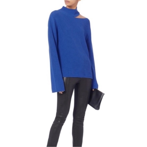 RtA Langley Sweater Long Sleeve Knit in Blue Lagoon Oversized Size XS NWT